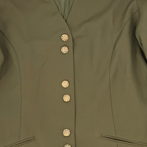 Roaman's Vintage Green Button Jacket Size 26 Made in USA V-Neck Long Sleeves - Picture 4 of 11